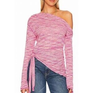 Free People Pink Asymmetrical Tie Front Blouse
